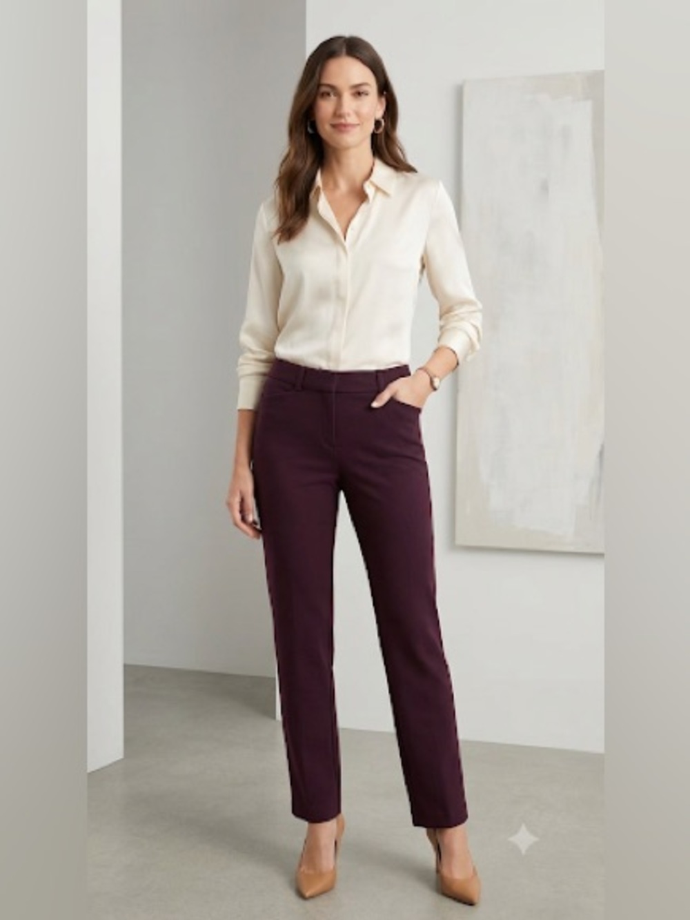 Ann Taylor Factory Women’s Slim Ankle Pants Burgundy Size 8